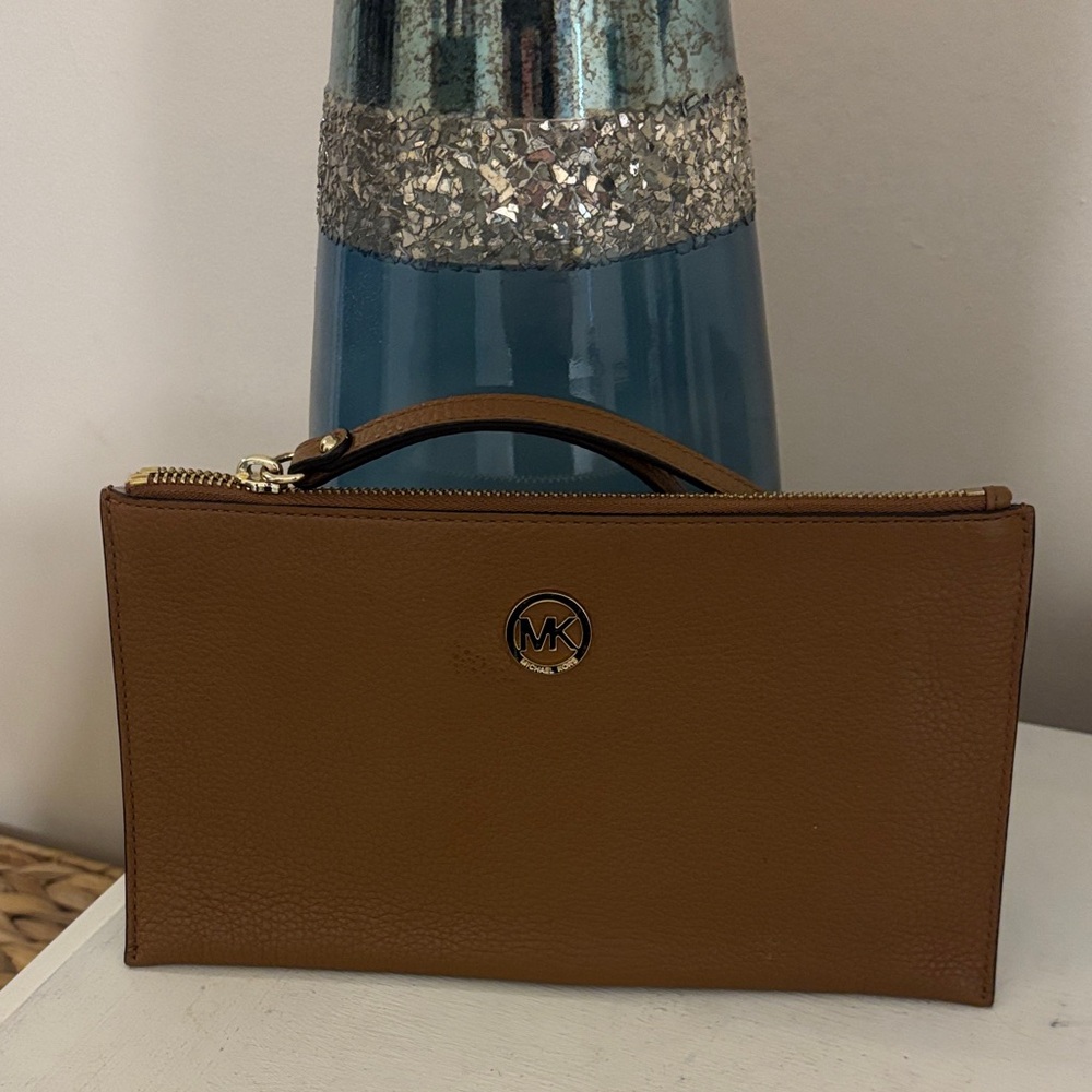 Michael Kors Brown Leather Wristlet